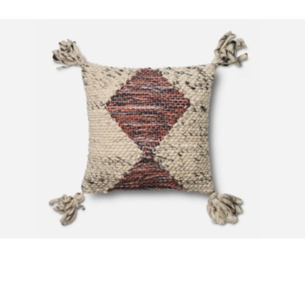 LOLOI "Lama" 18 x 18  Throw Pillow  Chunky Wool And Cotton Aztec Design  India